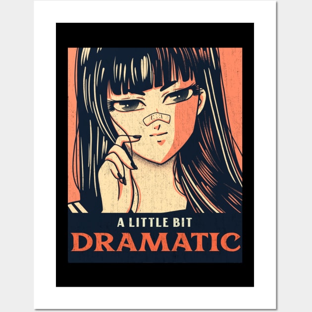 A Little Bit Dramatic Anime Manga Cute Girl Wall Art by Retro Vintage